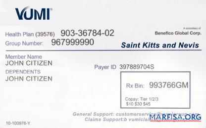 Downloadable Saint Kitts and Nevis health insurance card sample